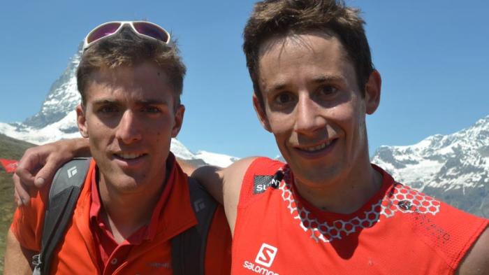 Die Zermatter Andreas Steindl und Martin Anthamatten gewinnen die Staffel beim Zermatt Marathon. - laufsport-steindl-anthamatten-sieger-beim-staffellauf-am-zermatt-marathon-47898